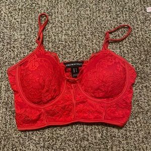 red bralette